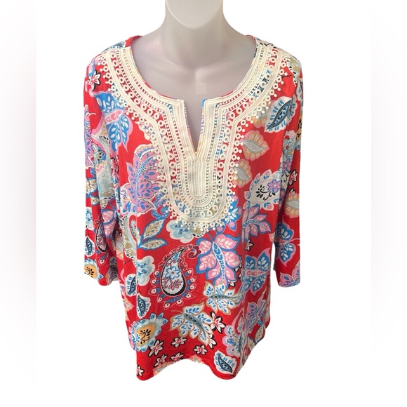 Talbots Large Petite Boho Paisley Top – Pima Cotton & Modal Blend - Picture 7 of 9